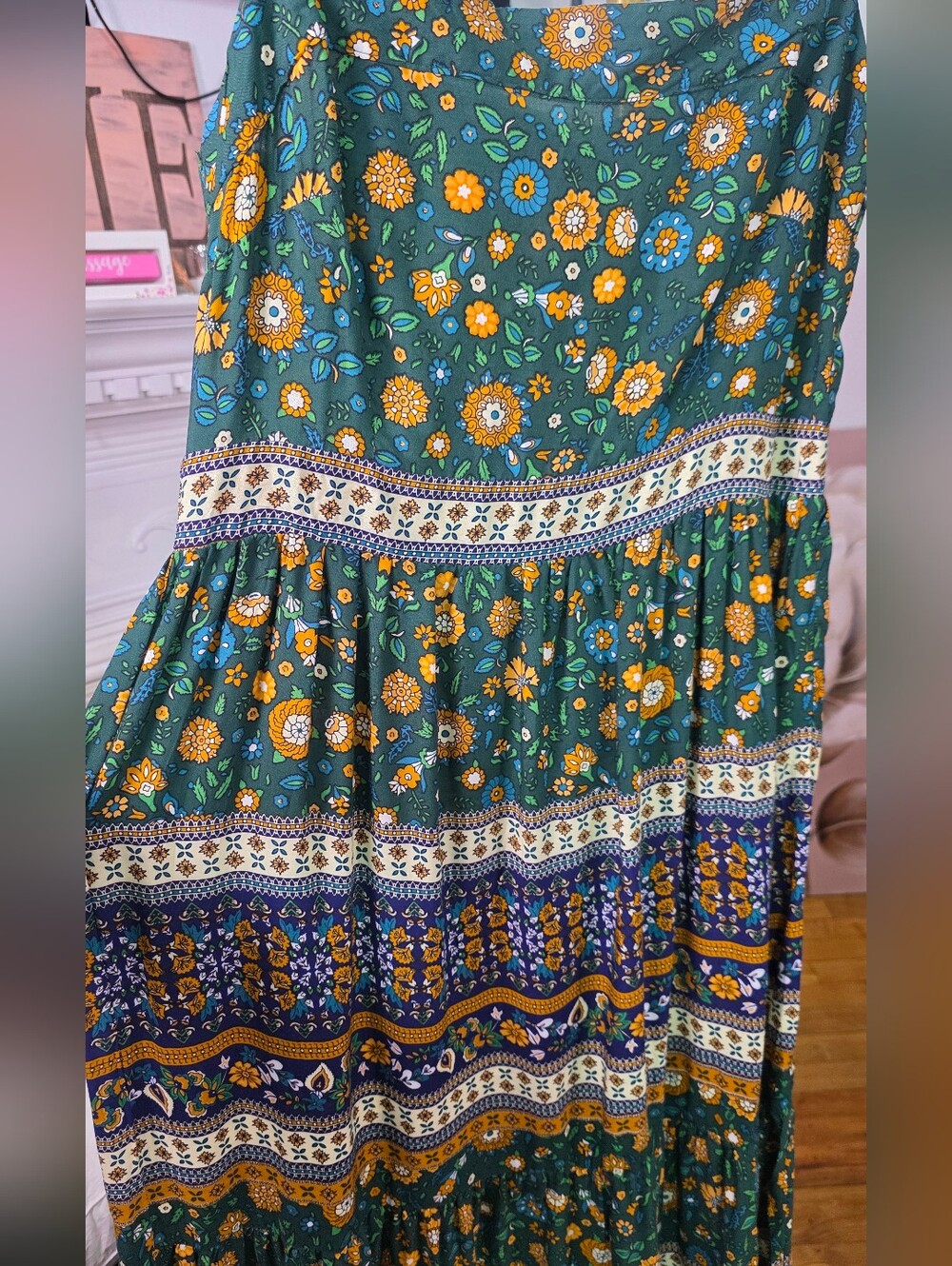 Floral Tiered Sundress in Teal and Navy - Picture 8 of 8